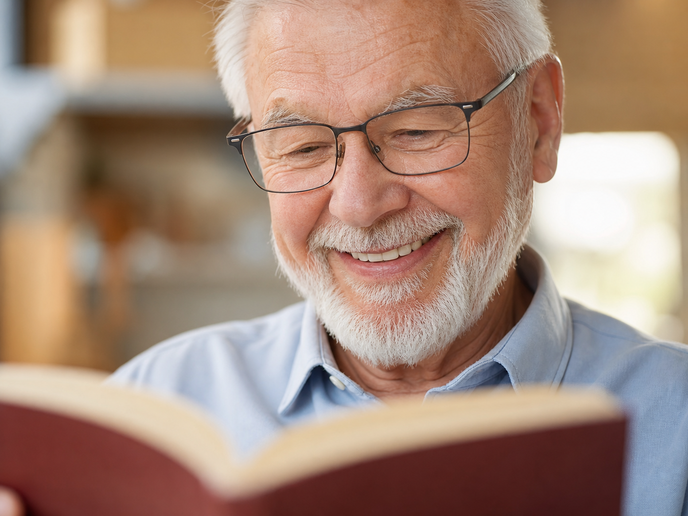 Anciano feliz con lentes